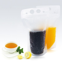 500 1000ml pas cher réutilisable alimentaire sûr en plastique Ziplock debout mat clair sac à boire avec pailles boisson jus emballage pochette