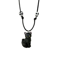 Collier pendentif noir atmosphérique, unisexe, style punk vintage, design, longue chaîne, accessoire tendance