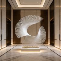 Lames de ventilateur radiales découpées au laser en acier inoxydable 304 blanc mat sur mesure pour hall d'hôtel