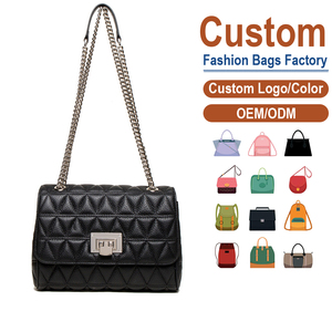 Full-Grain <b>Leather</b> Quilted Chain Crossbody Bag, Diamond-Pattern Genuine <b>Leather</b> Shoulder Bag with Turn-Lock - Product Image 1