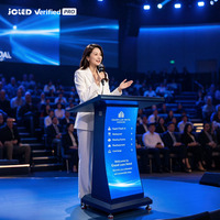 Pantalla LED Digital P2.5 con Control por Aplicación Inteligente, Podio de Voz con Ruedas Universales para Conferencias, Negocios, Centros Comerciales de Autoservicio