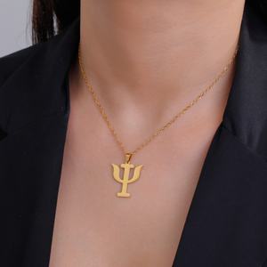 PSI Symbole Collier Lettre Grecque Alphabet Pendentif Psychologie Psychiatrie Signe Médical Bijoux En Acier Inoxydable En Gros - Product Image 3