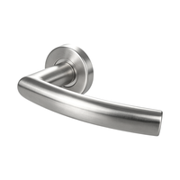 Manija de Puerta Curva de Acero Inoxidable Mate Antihuellas con Base Circular Dividida y Resorte Silencioso para Puertas Interiores de Pasaje y Privacidad