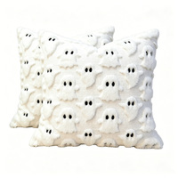 Halloween-Dekokissen Gruseliger Geister-Totenkopf 3D Besticktes Kissen Weiches Plüsch-Dekokissen für Sofa und Bett