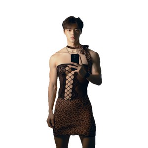 New leopard print hollowed-out plus size cross-dressing male role-playing uniform tight dress flirting couple cross-dressing - Product Image 5