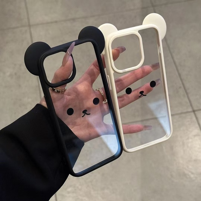 Custom Printing DIY Mickey Ear Phone case for iPhone 17 16 15 14 Pro Max Printing DIY Transparent clear Hard Phone Cover