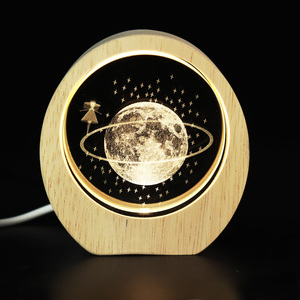 Lámpara Nocturna de Cristal 3D de 80 mm, Ecológica, con Tema de Galaxia, Grabada con Láser, Luna Luminosa, Adorno de Escritorio para Estudiantes, Regalo de Navidad K9 - Product Image 1