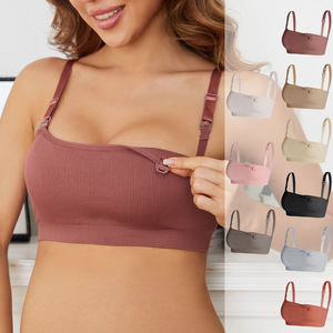 حمالة صدر للرضاعة بدون أسلاك للنساء الحوامل، متوفرة بالجملة بمقاسات S <span class=keywords><strong>M</strong></span> L XL 2XL، بدون بطانة - Product Image 1