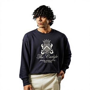 Sudadera Unisex Carlyle Azul Marino con Cuello Redondo, Corte Regular, Estampado Paisley Serigrafiado, Transpirable, 100% Algodón, Informal - Product Image 1