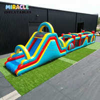 Parcours d'obstacles gonflable commercial pour adultes avec toboggan, grand château gonflable, parcours de saut, jeu de carnaval interactif en plein air