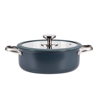 Lot de 6 ustensiles de cuisine à induction en acier inoxydable Pots bleus avec marques de niveau d'eau comprenant un bouillon de soupe Marmites de cuisine à usage domestique