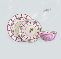 Service de table en céramique motif Betterave Violette, 18 pièces, assiettes et bols en porcelaine pour cuisine rustique