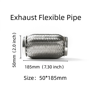 Tuyau flexible d'échappement en acier inoxydable 201/304 de 50*185mm (2*7.2 pouces) avec tressage extérieur interlock, poli miroir professionnel, garantie 2 ans - Product Image 5
