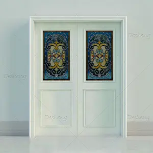 Индивидуальные американские стандартные двери для церкви со стеклянным узором, межкомнатные двери из фанеры