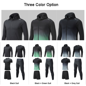 Alla moda da uomo in palestra 5 pezzi Set da allenamento manica lunga tuta attillata abbigliamento per il Fitness per lo Sport