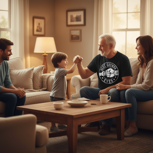 T-shirt avec emblème circulaire « Best Grumpa Ever Fist Bump » - Product Image 3