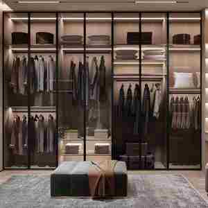 Armario Portátil de Estilo Integrado, Armario Moderno Personalizado, Muebles de Dormitorio, Vestidor con Cristal - Product Image 1