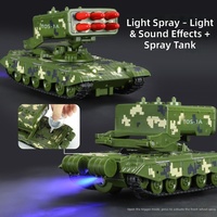 Tank militaire en métal moulé sous pression à l'échelle 1:35, lance-roquettes TOS-1A, jouet pour enfants avec fonction de pulvérisation, lumière et musique, voiture à rétrofriction