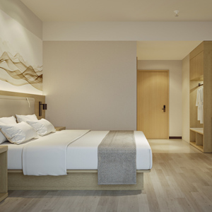 Современная однотонная деревянная пятизвездочная гостиничная мебель для спальни по индивидуальному заказу от производителя для гостиной и спальни - Product Image 2