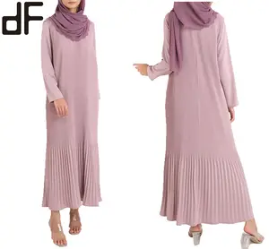 Day Look OEM personalizzato musulmano malesia Dubai Abaya Dress Dusty Pink Maxi abito pieghettato per le donne