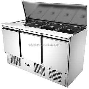 3 doors salad prep counter, Commercial refrigerated salad table - Product Image 1