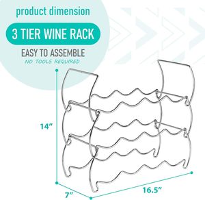 RuiMei 3-stöckiges Stapelbares Metall-Weinregal Schwarz 12 Flaschen Freistehend Arbeitsplatte Modernes Weinlagerregal Hausbar-Schrank Wein - Product Image 5