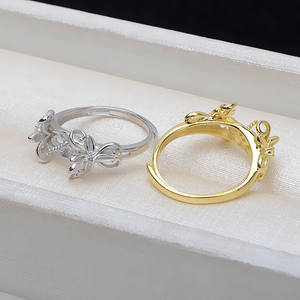 Anillo Abierto de Plata S925 Wenchi con Diseño de Mariposa para Mujer, Ajustable 9-10, con Perla, Accesorios de Moda DIY, Modelo 4466, Bandeja Vacía 16808 - Product Image 3