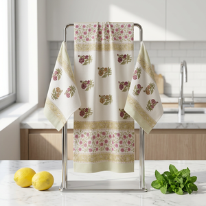 Serviette de bain en coton gaufré de qualité supérieure avec imprimé floral, douce, absorbante, séchage rapide, bordure décorative, serviette de bain pour hôtel et maison - Product Image 3