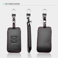 Housse de protection pour clé de voiture en cuir automobile pour Renault Koleos Kadjar Samsung QM5 QM6 2016-2018 Porte-clés de protection