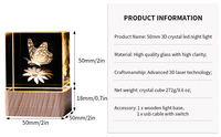 Mini 50mm cristal Cube veilleuse lampe 3D gravé au Laser décoration Base en bois carré verre décoration