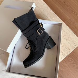 Botas de Invierno para Mujer, con Suela Gruesa, de Media Altura, de Cuero Vacuno y Piel de Oveja, Estilo Chelsea, Color Blanco Humo, Transpirables - Product Image 1