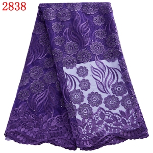 2838 оптовая продажа, новейшая африканская дешевая сетчатая кружевная ткань с камнями, сетчатая Тюлевая ткань, кружевное Великолепное Кружевное платье для вечеринки - Product Image 6