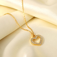 Nouveauté : Collier Cœur Plaqué Or 18K PVD en Acier Inoxydable avec Zircon Transparent, Pendentif Cœur Creux pour Femme