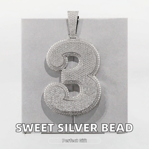 925 Sliver Custom Iced Big Numeral Number Sparkling Moissanite Diamond Unique Hip Hop Style Statement <b>Pendant</b> Necklace <b>for</b> <b>Men</b> - Product Image 4