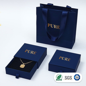 Customizable Texture Jewelry Drawer <b>Box</b> with Debossed Logo & Satin Ribbon Pull Sliding <b>Gift</b> <b>Box</b> <b>for</b> <b>Necklace</b> Earring Packaging - Product Image 2