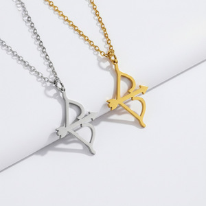 Ensemble de colliers pendentifs Flèche de Cupidon en acier inoxydable, design géométrique, bijoux à porter au quotidien, cadeau - Product Image 1