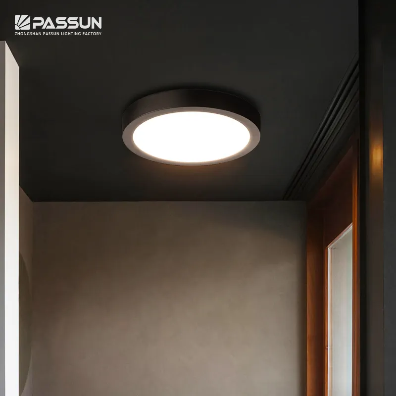 Modern bedroom balcony white black painting ceiling lamp aluminum square round surface 12w ceiling led room light