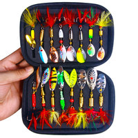 SPB101 Combo 16 pièces/sac, appâts multicolores en métal dur, cuillère, leurre de pêche, kit pour bar, truite, saumon, vente en gros
