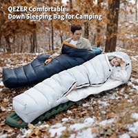 Saco de Dormir Tipo Momia con Relleno de Plumón de Ganso Europeo de 600 Fill Power, con Tubo Antiviento y Anti-Frío, para Senderismo al Aire Libre