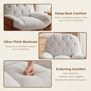 Sillón Individual Contemporáneo de Bouclé, Sofá de Ocio con Bloques de Color y Bolsillo de Almacenamiento, Empacado al Vacío - Product Image 5