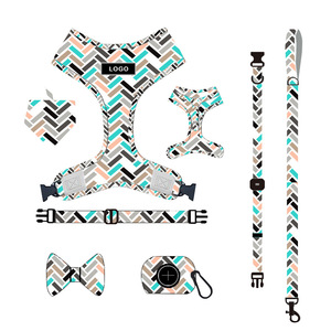 6-in-1 Reversible Oxford Dog Harness Set Adjustable Vest Collar Leash <b>Bow</b> Tie Custom OEM Factory Supply for Cats Made Rope - Product Image 3