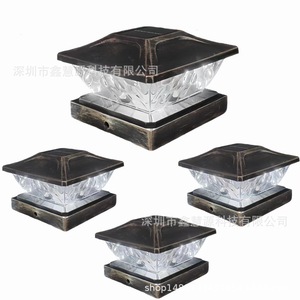 Xinhuiyuan Lighting Solar Pillar Lamp Outdoor <b>Fence</b> <b>Light</b> ABS Material Two-Tone Brushed Copper Garden Courtyard Use - Product Image 5