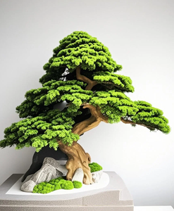 モダンな赤日本黒松盆栽ミニマリスト人工植物オフィス/ショップディスプレイ用100% UV耐性色 - Product Image 5