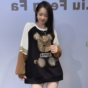 Felpa girocollo manica Raglan autunno Terry Anti-Pilling abbigliamento donna Trendy stampa animalier Design unico 0679 resistente - Product Image 6