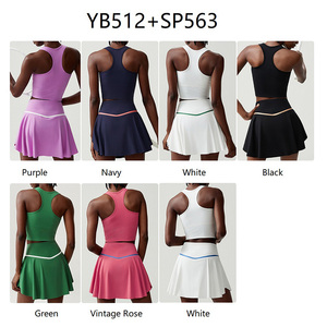 Roregal été athlétique culture débardeur <span class=keywords><strong>Tennis</strong></span> Mini jupe avec short Golf porter <span class=keywords><strong>Tennis</strong></span> ensemble tenues pour les femmes - Product Image 5