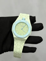26 Nouvelles Montres Automatiques Mécaniques de Luxe de Haute Qualité en Céramique Carrée Rose et Verte, Style Hip Hop, pour Hommes
