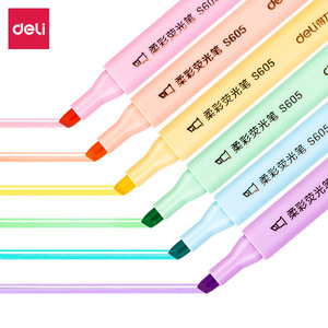 Deli S605 Highlighter 6 Colors 6-Pack Slanted Tip Colored Marker For Student Marking And Drawing - Product Image 1