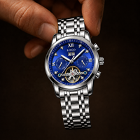 Reloj de Lujo para Hombre, Automático, Mecánico, Tourbillon, Esqueleto, con Diamantes, Correa de Acero Inoxidable, Cierre de Mariposa, Resistente al Agua 30M