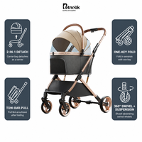 Poussette pour animaux de compagnie en métal détachable de qualité supérieure, pliable, légère, à 4 roues, pliage à une main, chariot pour chien et chat, poussette de voyage toutes saisons