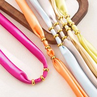 Collier écharpe avec breloque pour femme, collier bandana vintage marron, pendentif cœur épais plaqué or 14 carats